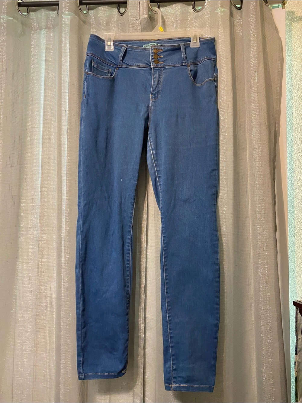 Wax Jean Medium Blue Triple-Button High-Rise Jeans